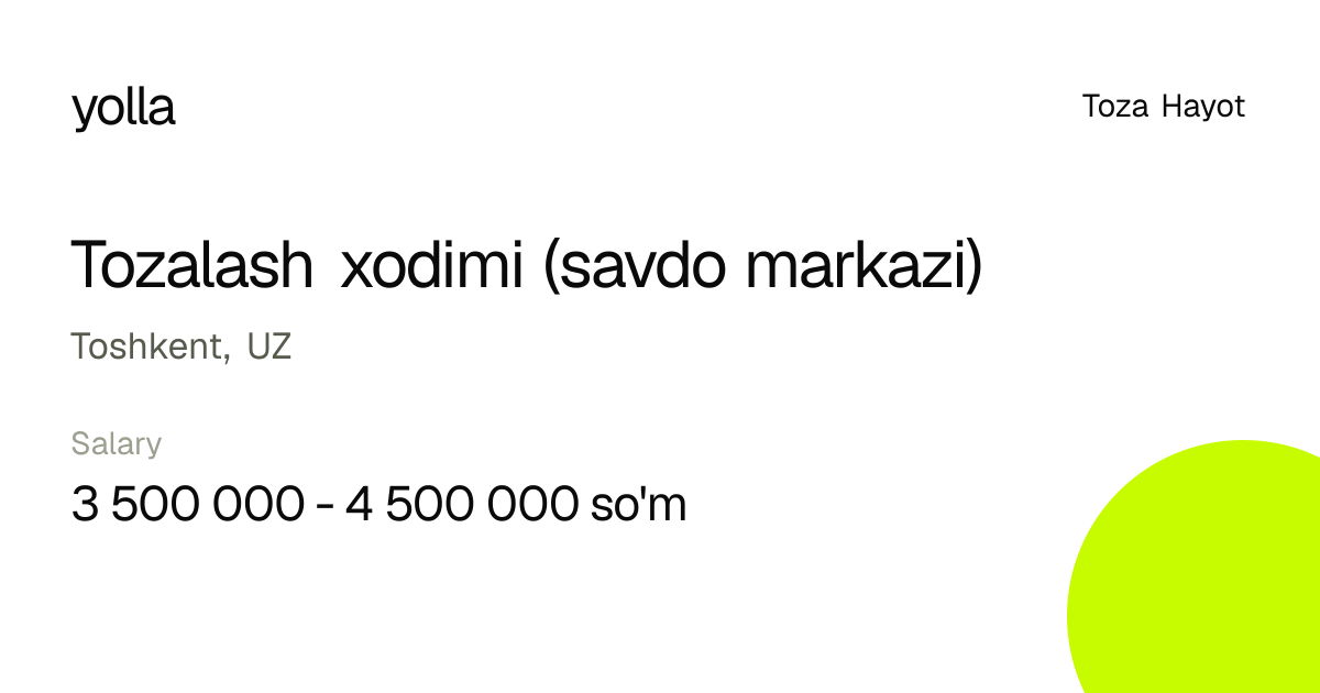 Tozalash xodimi (savdo markazi)