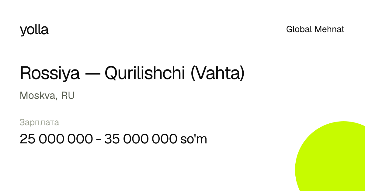 Rossiya — Qurilishchi (Vahta)