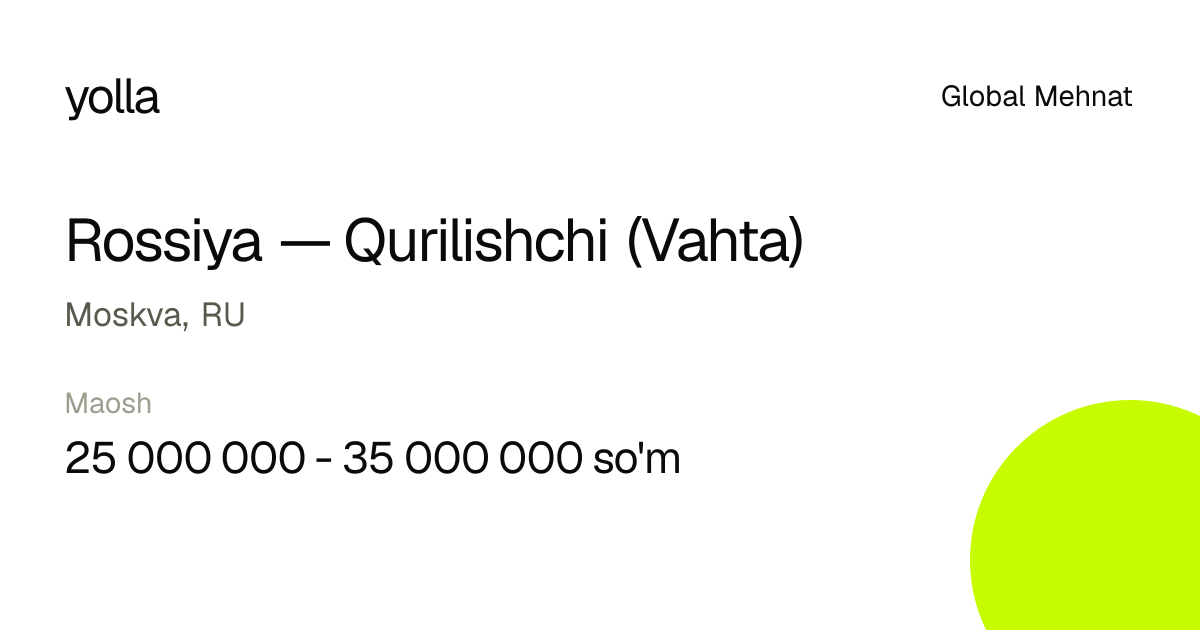 Rossiya — Qurilishchi (Vahta)